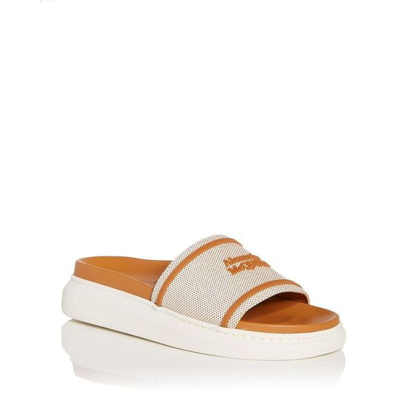 Alexander McQueen Shoes - Alexander McQueen Womens Suola Gomma Tan Logo Slip On Slide Sandals Shoes NWT